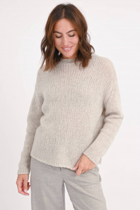 Strickpullover aus Cashmere-Seide-Mix in Hellbeige