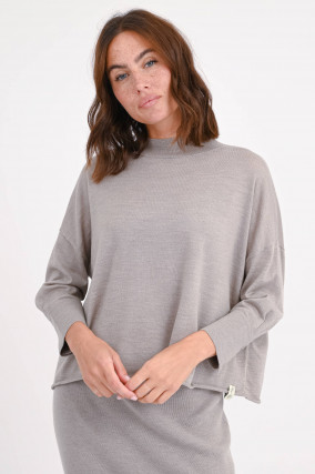 Pullover mit Stehkragen in Taupe