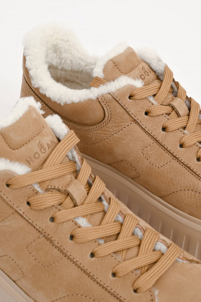 Gefütterter Sneaker H-STRIPE ALLACCIATO in Beige