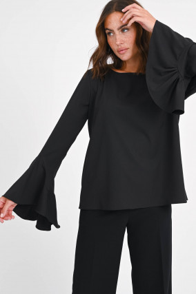 Bluse mit Glockenärmeln in Schwarz