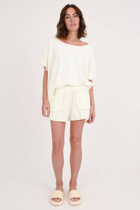 Frottee-Shorts LAPE in Creme