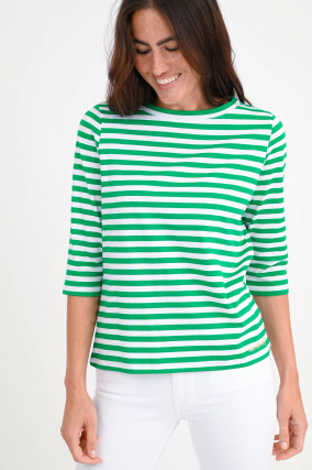 Shirt in Weiß/Grün gestreift 
