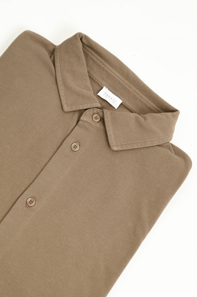 04651/ A trip in a bag Langarm Polo-Shirt in Taupe