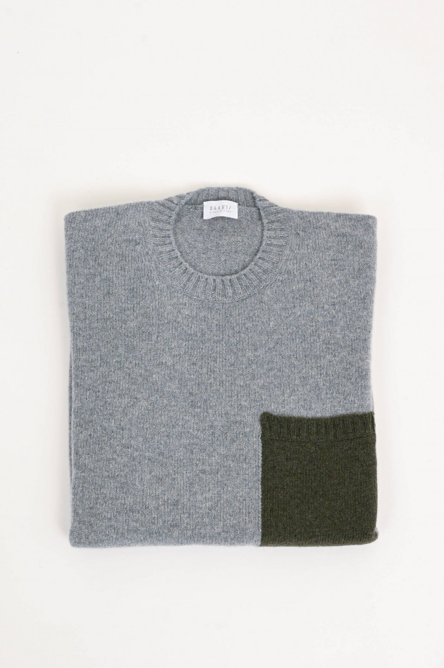 04651/ A trip in a bag Cashmere-Strickpullover in Grau/Oliv