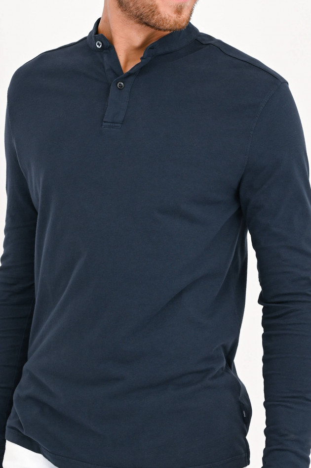 04651/ Poloshirt mit Stehkragen in Navy