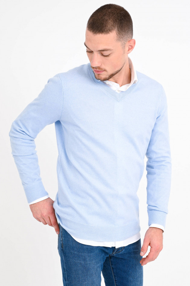 1868 Cashmere Pullover mit V-Neck in Hellblau