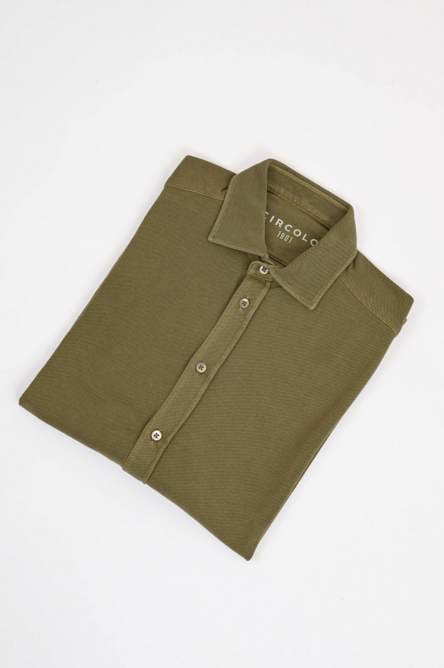 Circolo 1901 Langarm-Poloshirt in Oliv