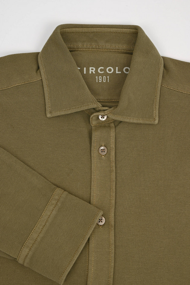 Circolo 1901 Langarm-Poloshirt in Oliv