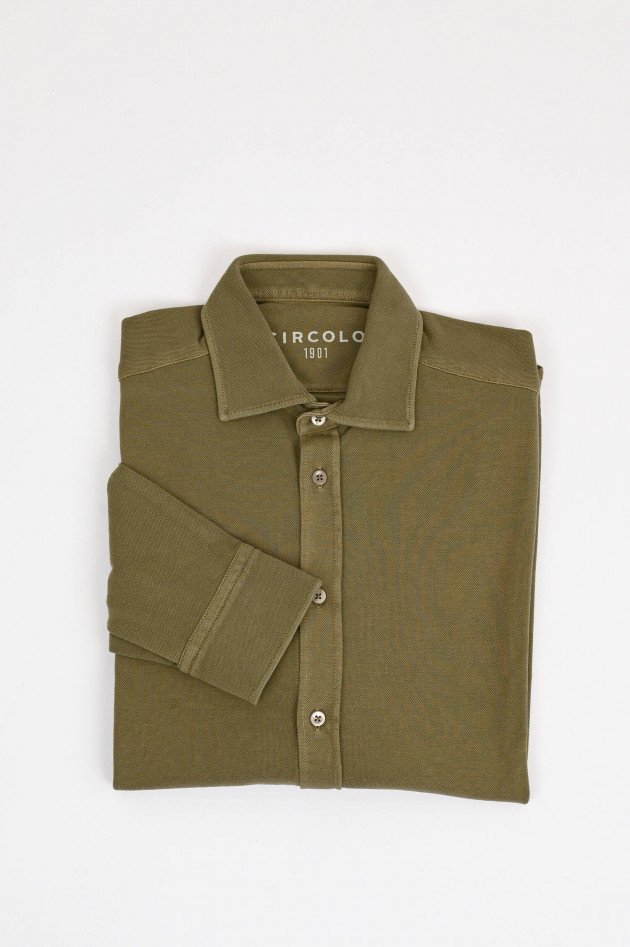 Circolo 1901 Langarm-Poloshirt in Oliv