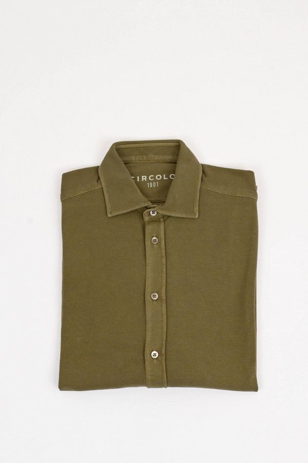 Circolo 1901 Langarm-Poloshirt in Oliv