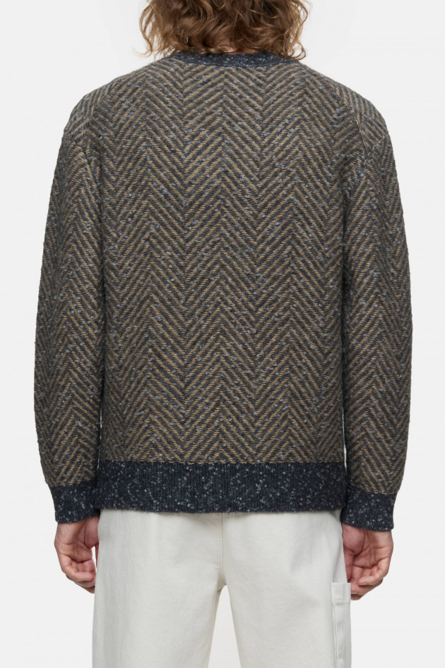 Closed Pullover in Khaki/Grau gemustert