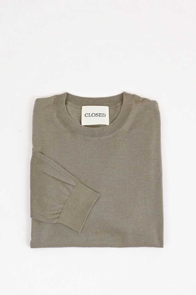 Closed Feinstrick-Pullover in hellem Khaki