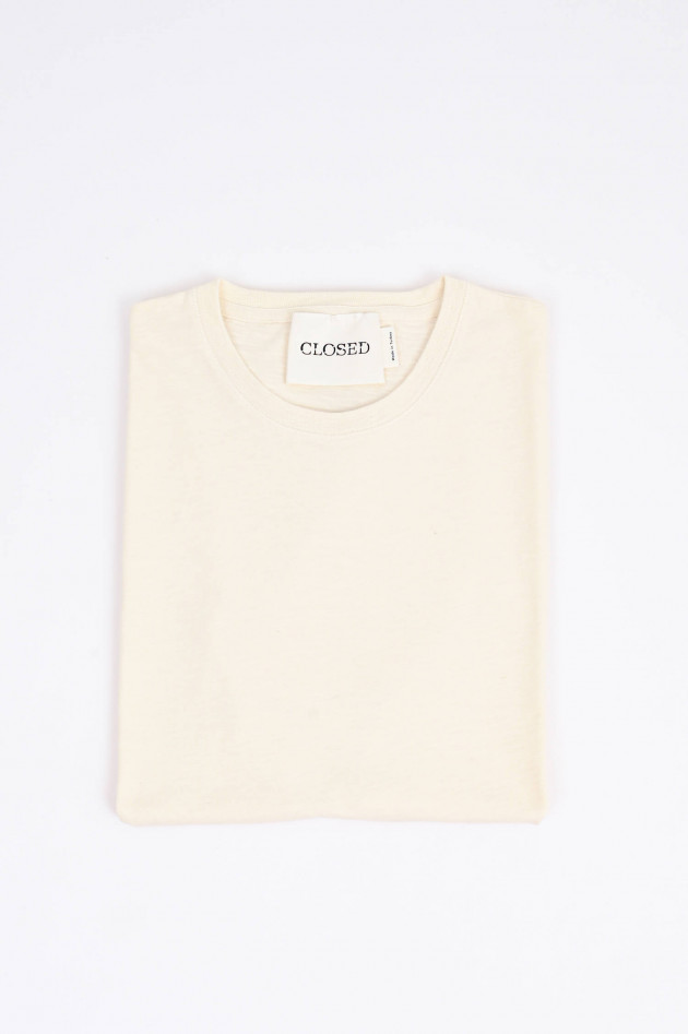 Closed T-Shirt mit Logo-Stickerei in Creme