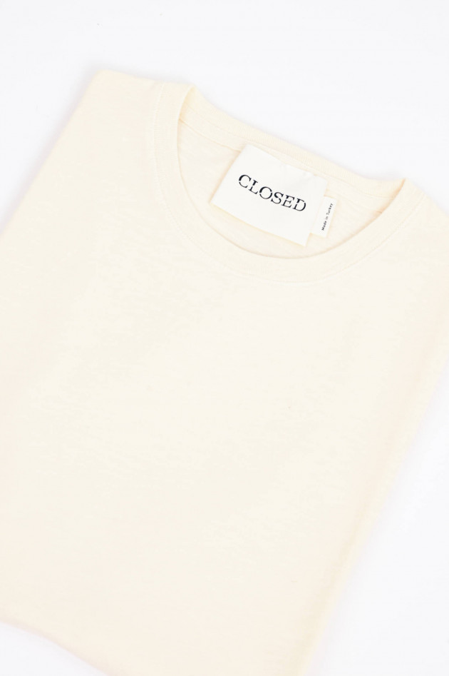 Closed T-Shirt mit Logo-Stickerei in Creme