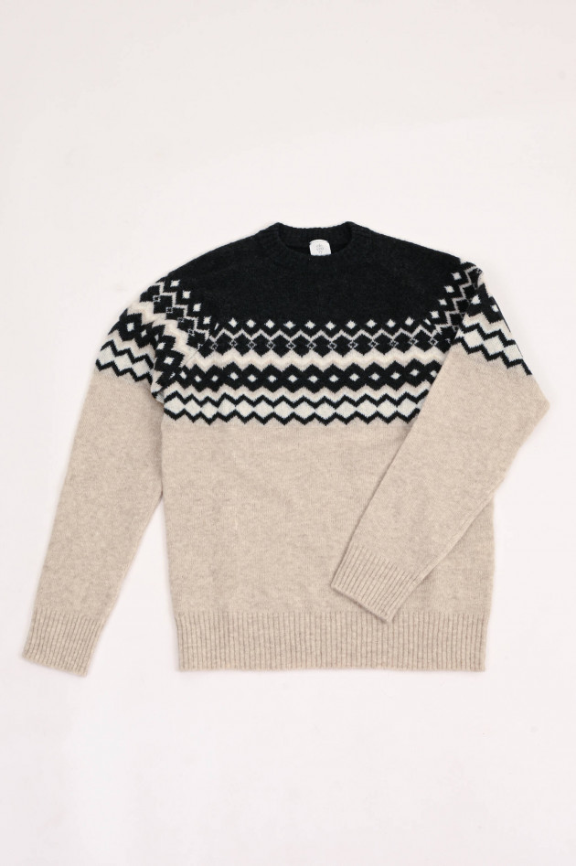 Eleventy Cashmix-Strickpullover Beige/Schwarz