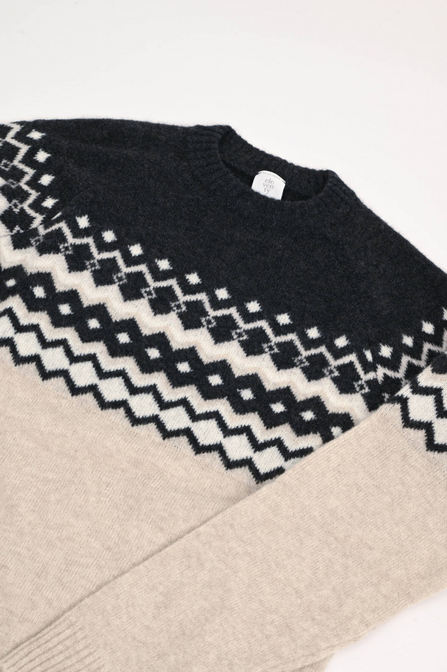 Eleventy Cashmix-Strickpullover Beige/Schwarz