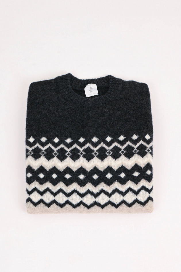 Eleventy Cashmix-Strickpullover Beige/Schwarz