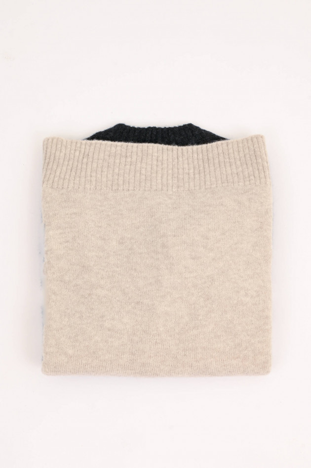 Eleventy Cashmix-Strickpullover Beige/Schwarz