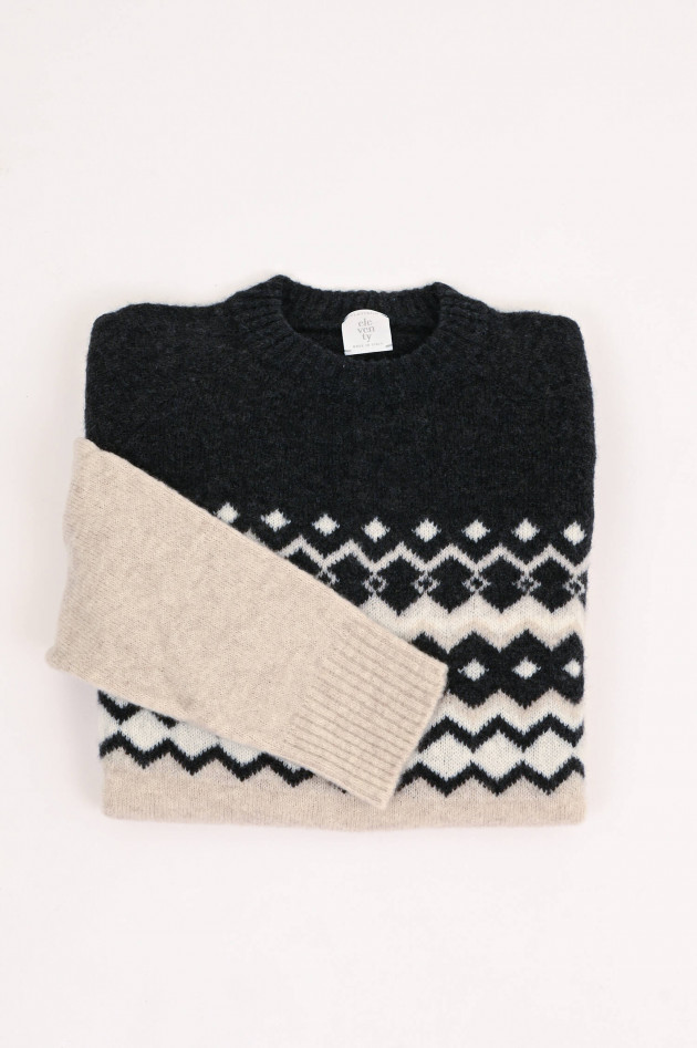 Eleventy Cashmix-Strickpullover Beige/Schwarz