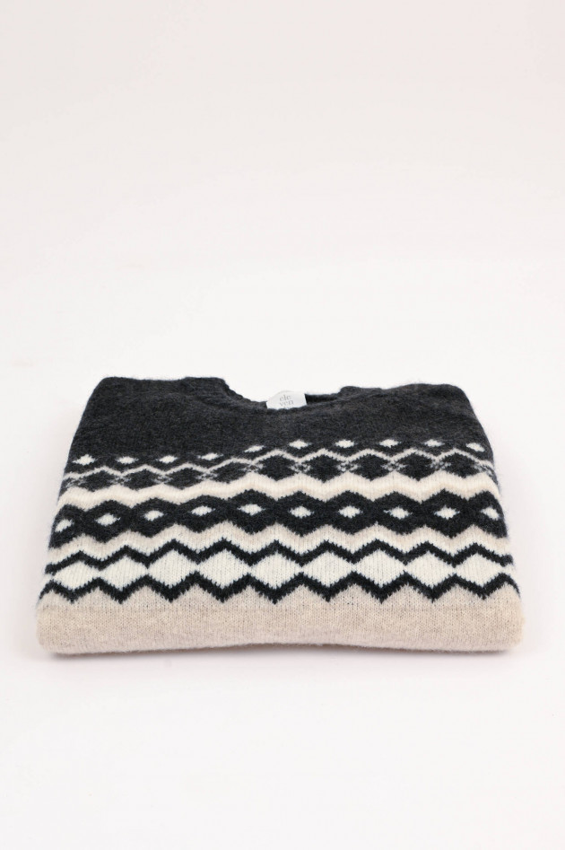 Eleventy Cashmix-Strickpullover Beige/Schwarz