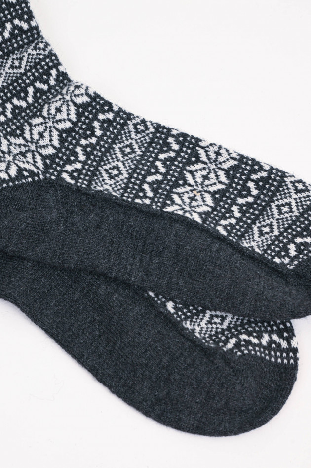 Eleventy Cashmere Socken in Hellgrau/Weiß