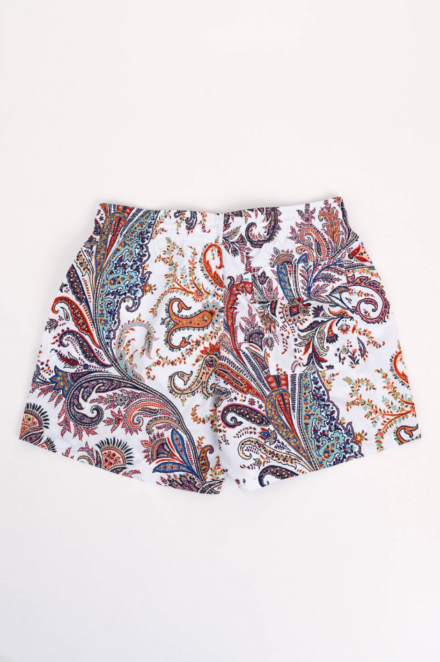 Etro Badehose mit Paisley Print in Weiß/Multicolor