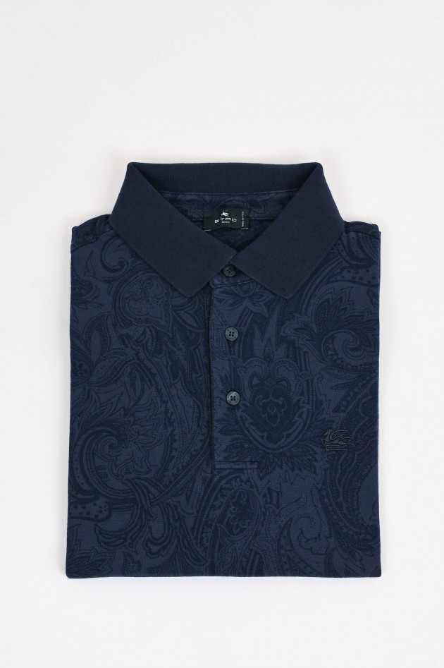 Etro Polo-Shirt in Navy mit Paisley-Muster