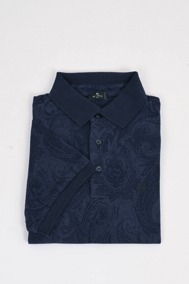 Etro Polo-Shirt in Navy mit Paisley-Muster