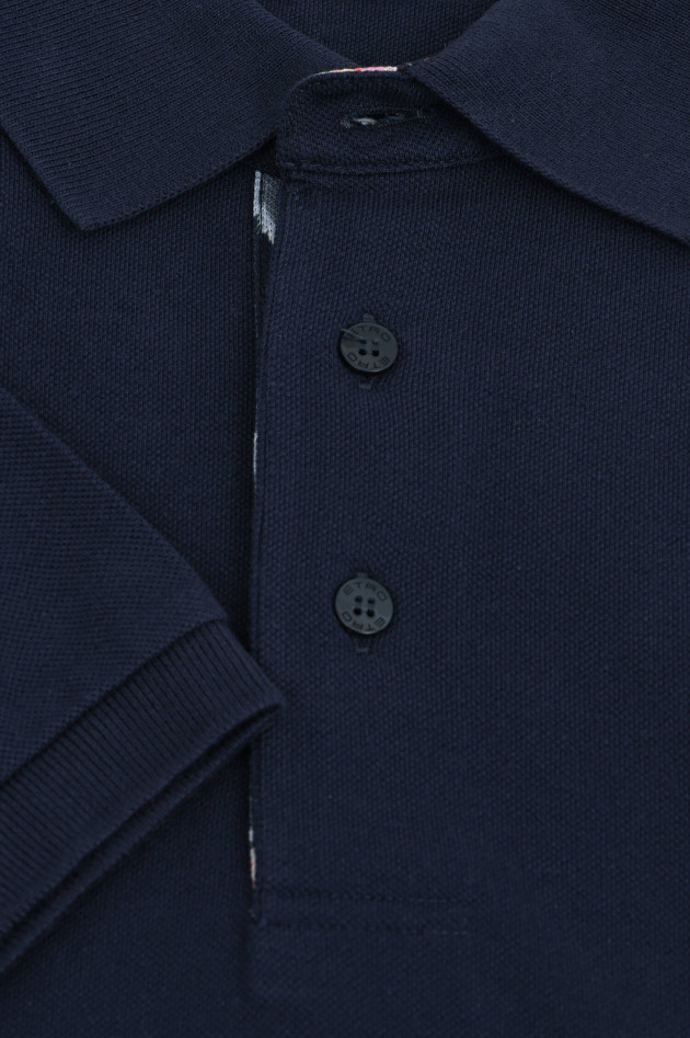 Etro Kurzarm-Polo mit gemustertem Kragen in Navy/Bunt