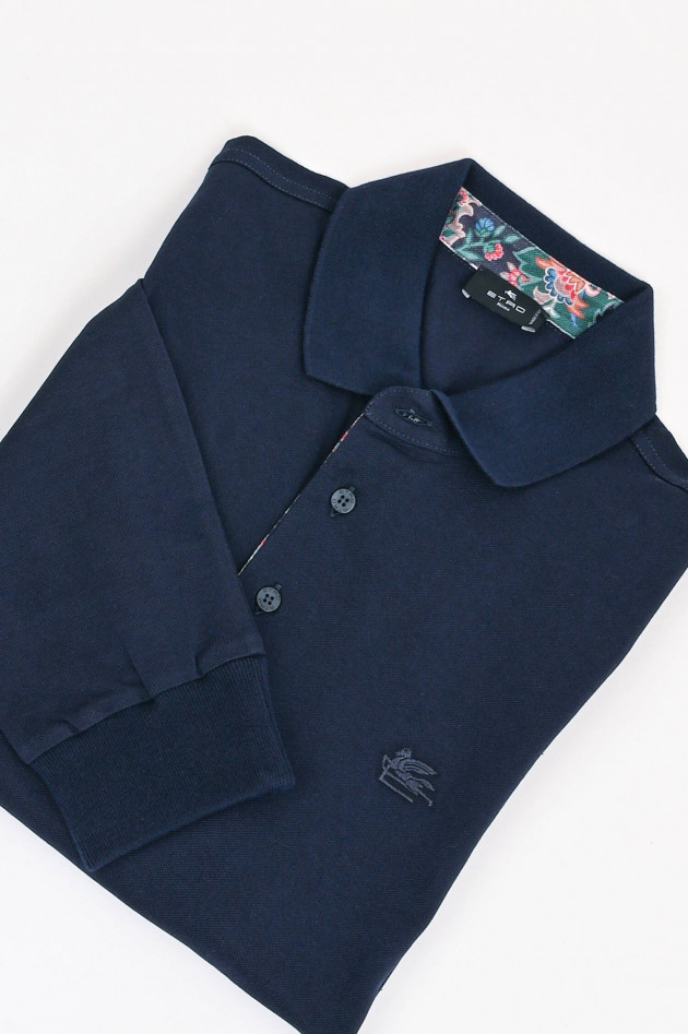 Etro Polo-Shirt mit gemustertem Kragen in Navy/Bunt