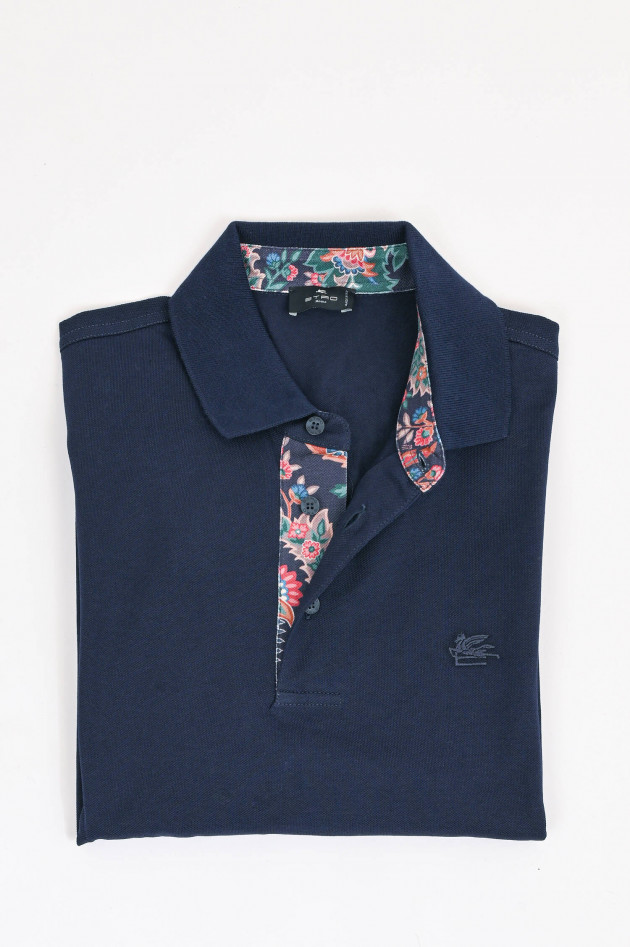 Etro Polo-Shirt mit gemustertem Kragen in Navy/Bunt