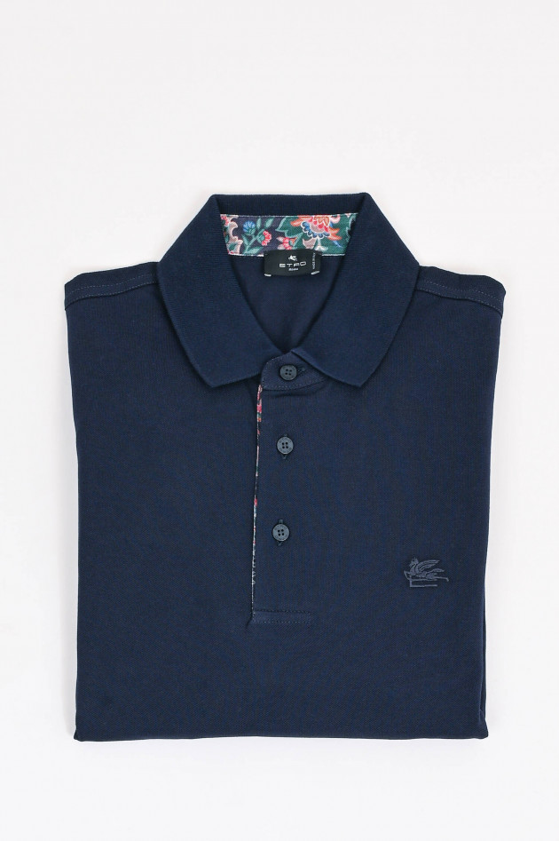 Etro Polo-Shirt mit gemustertem Kragen in Navy/Bunt