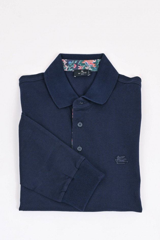 Etro Polo-Shirt mit gemustertem Kragen in Navy/Bunt