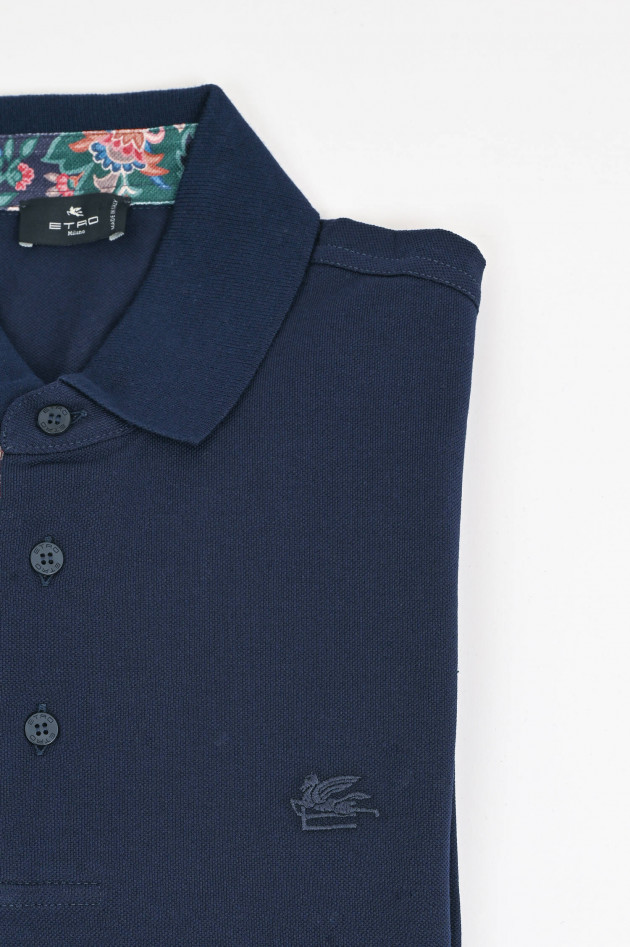 Etro Polo-Shirt mit gemustertem Kragen in Navy/Bunt