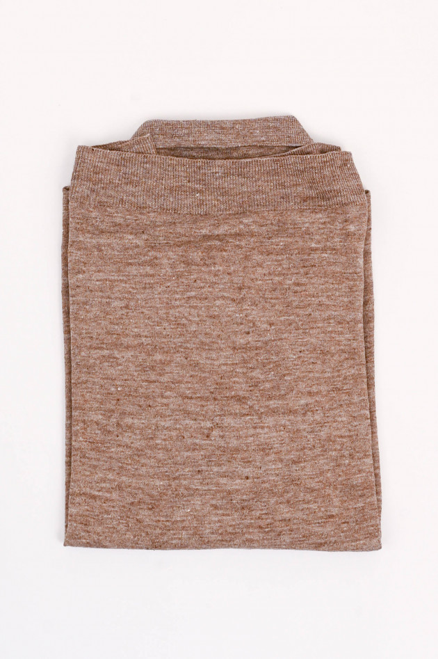 Gran Sasso Poloshirt aus Baumwoll-Leinen-Mix in braun meliert