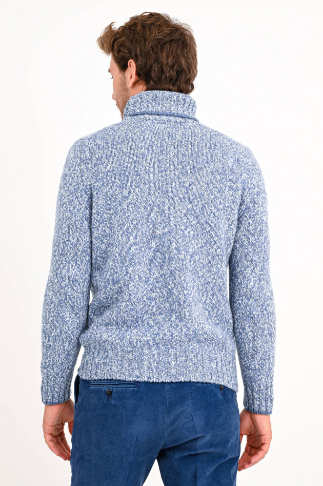 Gran Sasso Melierter Rollkragenpullover in Jeansblau/Weiß