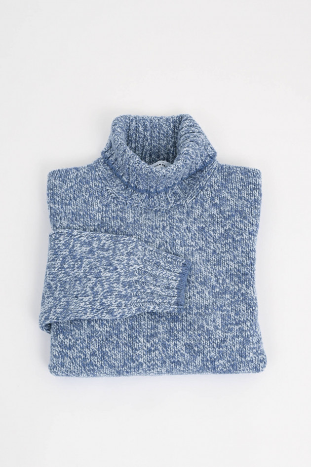 Gran Sasso Melierter Rollkragenpullover in Jeansblau/Weiß