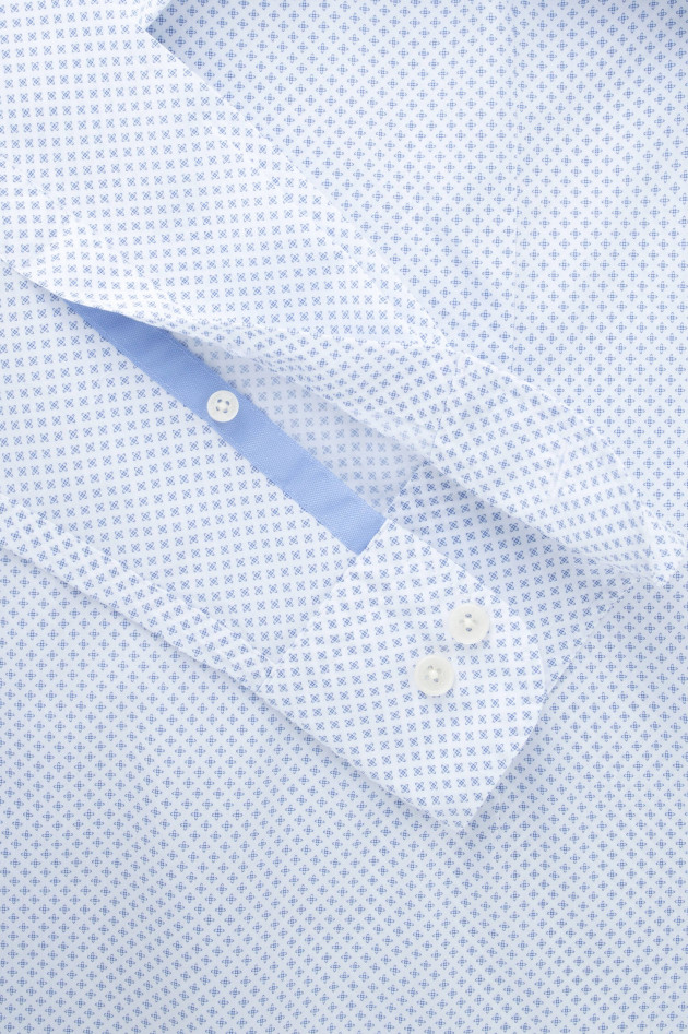 Hackett London Baumwollhemd mit Print Weiß/Hellblau