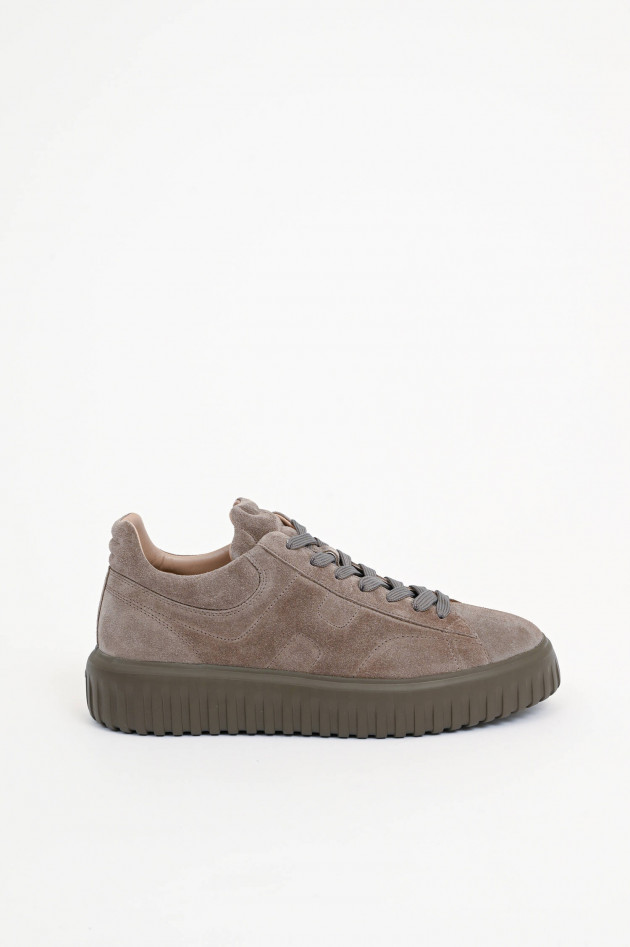 Hogan Veloursleder-Sneaker H-STRIPES ALLACCIATO in Taupe