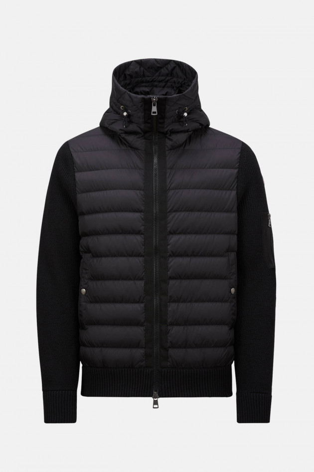 Moncler Hybrid Strickjacke mit Kapuze in Schwarz