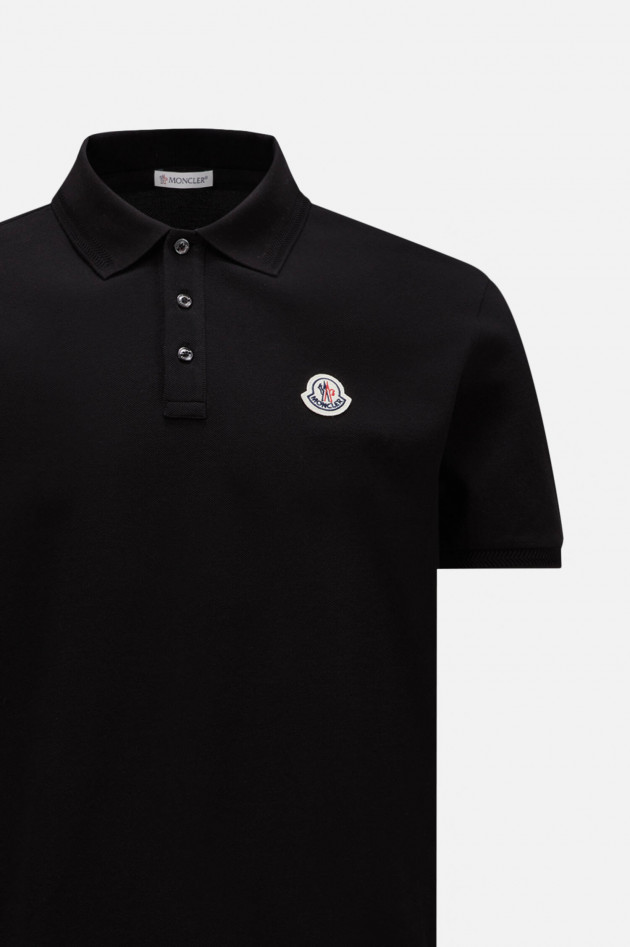 Moncler Polo-Shirt mit Stickerei-Details in Schwarz