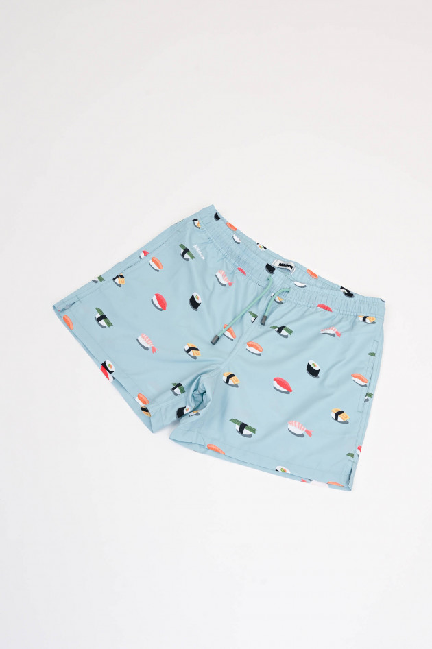 Nikben Badehose mit Sushi-Print in Hellblau