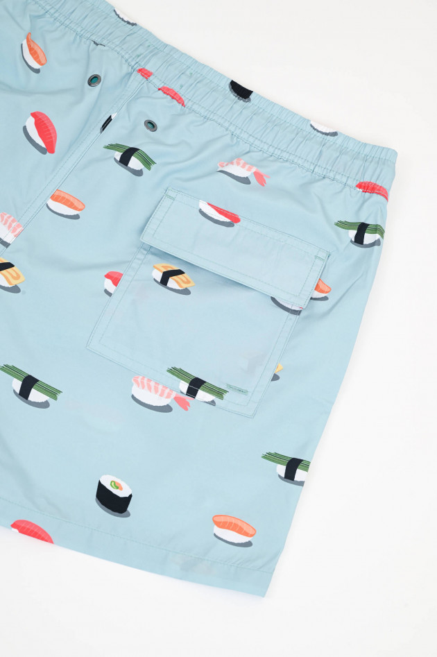 Nikben Badehose mit Sushi-Print in Hellblau