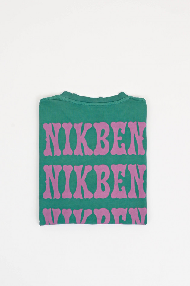 Nikben T-Shirt mit XXL-Backprint in Grün/Magenta