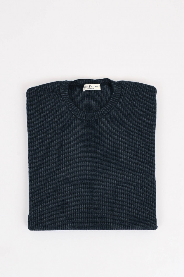 Phil Petter Pullover mit dezentem Waffelmuster in Navy