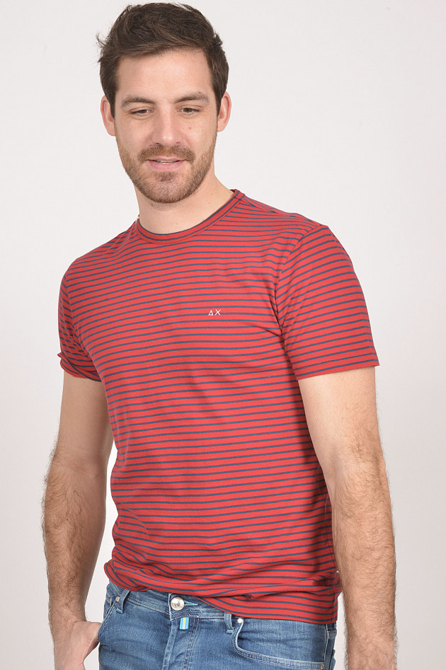 Sun68   T-Shirt in Rot/Blau gestreift