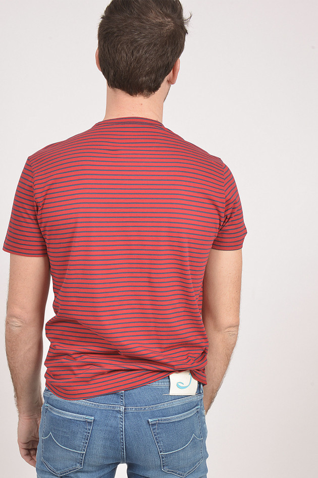 Sun68   T-Shirt in Rot/Blau gestreift