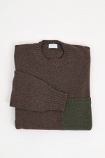 Cashmere-Strickpullover in Braun/Oliv