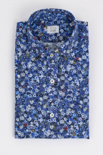 Slim Fit Hemd mit floralem Muster in Blau