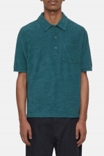 Frottee Poloshirt in Petrol